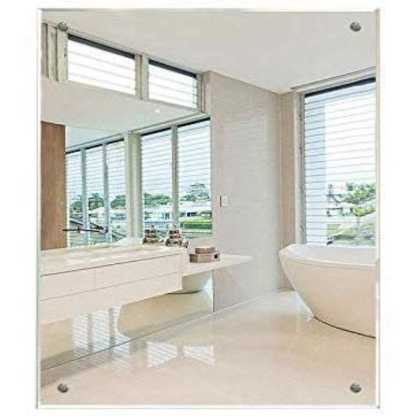 Ivy Bronx Frameless Bathroom Mirror, 60 X 45cm Rectangle Wall Mounted ...